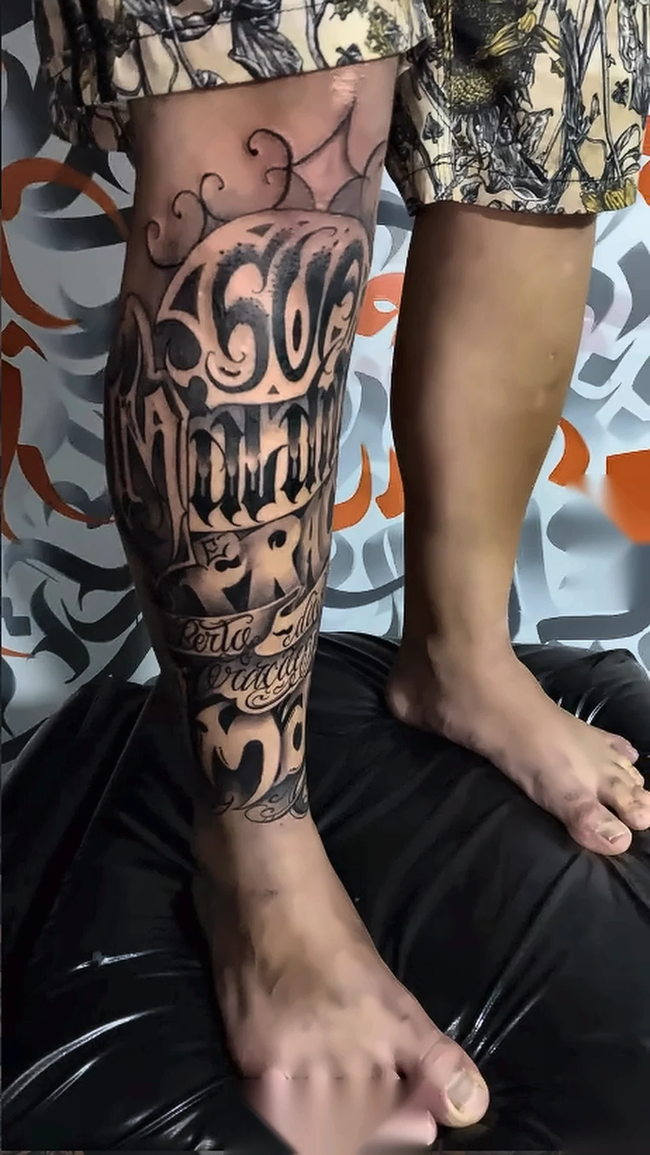 Lettering na perna